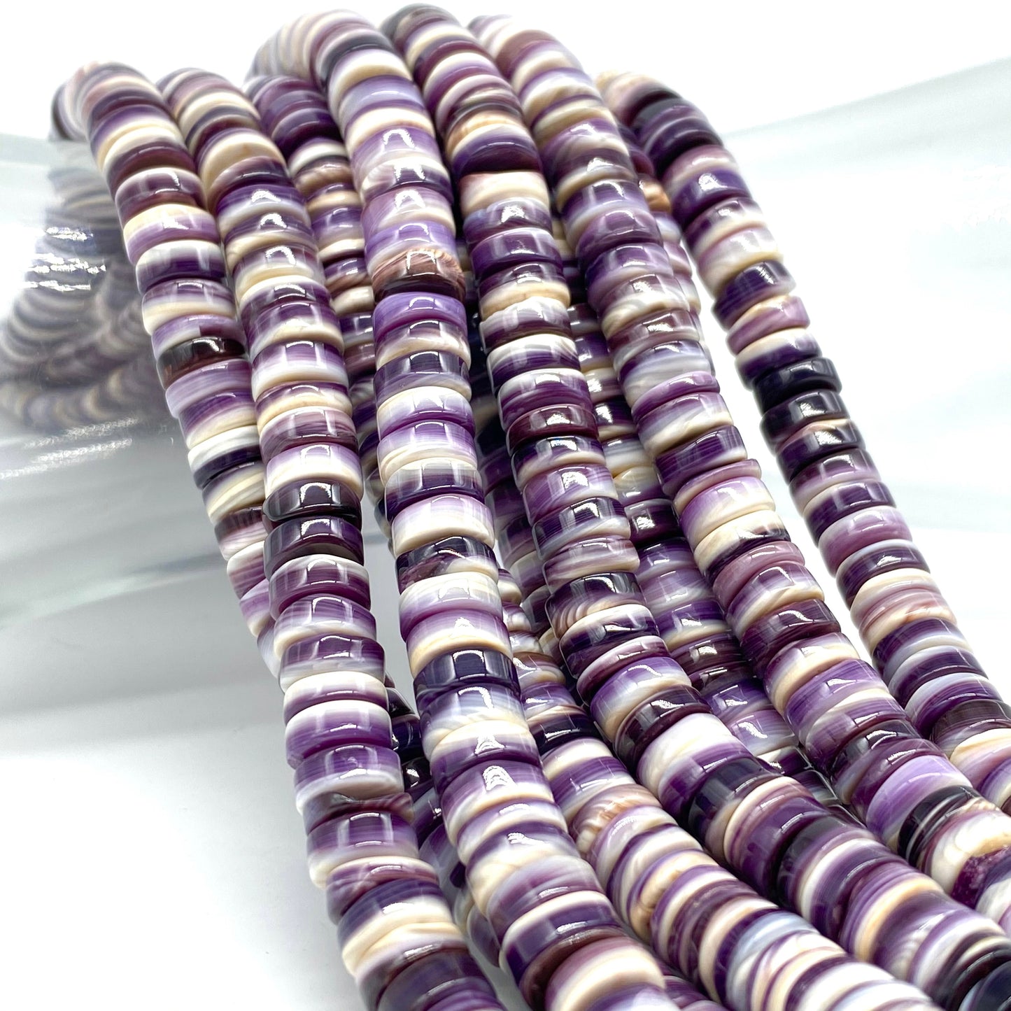 Premium-Grade Darkest-Purple Wampum Quagog Shell Beads From New York/Rhode Island (America's First Currency From Year 1637-1673) Smooth Heishi