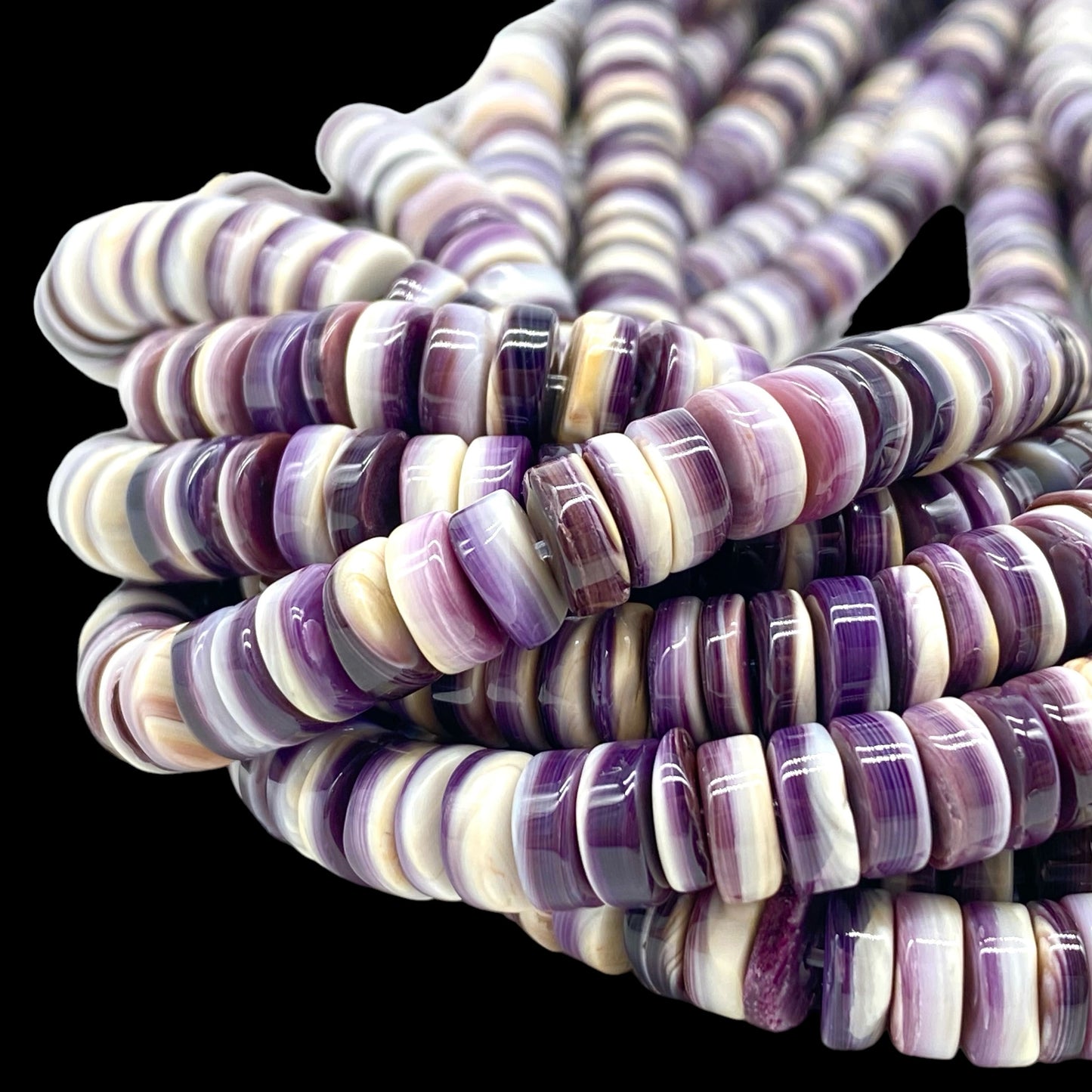 Premium-Grade Darkest-Purple Wampum Quagog Shell Beads From New York/Rhode Island (America's First Currency From Year 1637-1673) Smooth Heishi