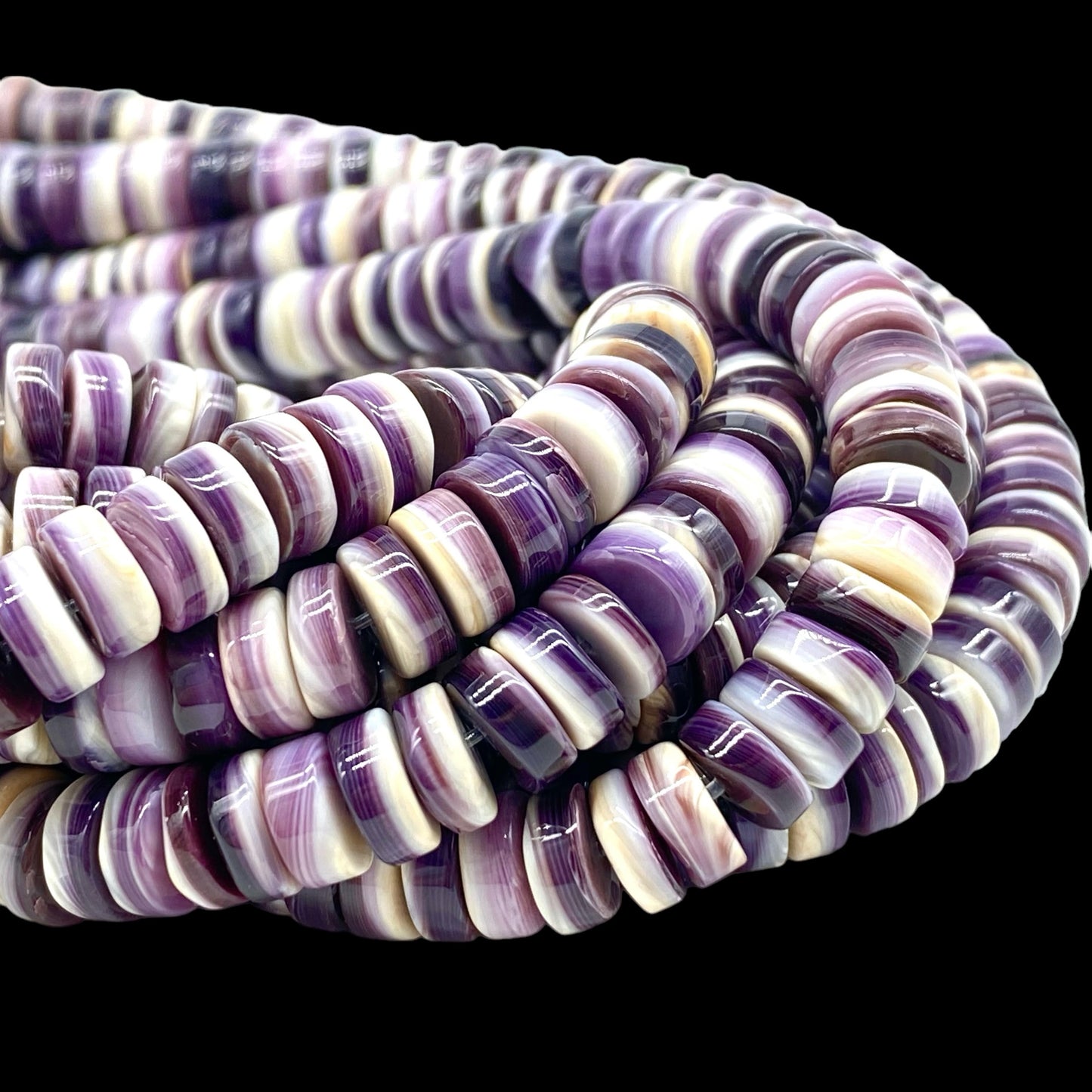 Premium-Grade Darkest-Purple Wampum Quagog Shell Beads From New York/Rhode Island (America's First Currency From Year 1637-1673) Smooth Heishi