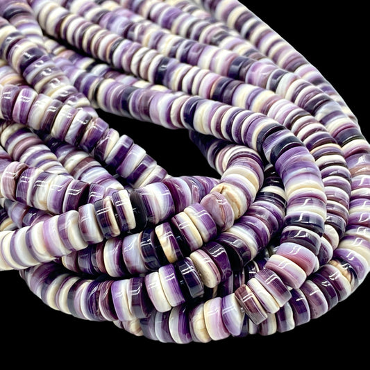 Premium-Grade Darkest-Purple Wampum Quagog Shell Beads From New York/Rhode Island (America's First Currency From Year 1637-1673) Smooth Heishi