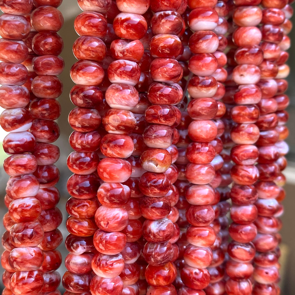 Red Spiny Oyster Shell Beads Mexico - 100% Natural - Never Dyed or Color Enhanced- Native American Style- Rounded Edges- Smooth Rondelle 8mm