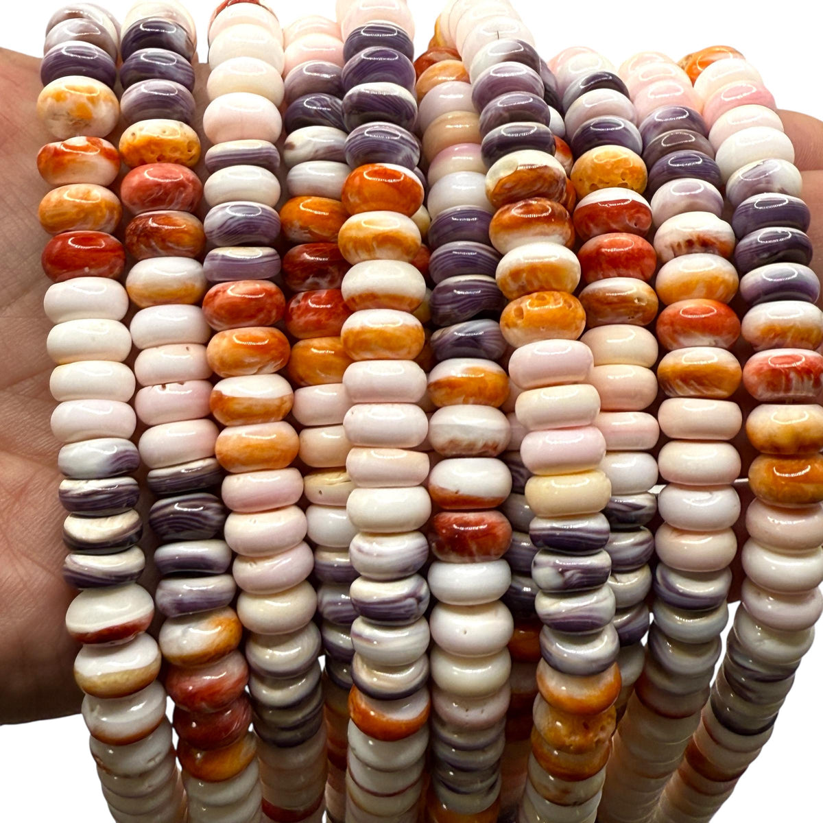 Wampum, Spiny Oyster & Queen Conch Shell Beads - Never Dyed or Color Enhanced - Native American Style - Men’s Jewlery Making - Rondelle 10mm