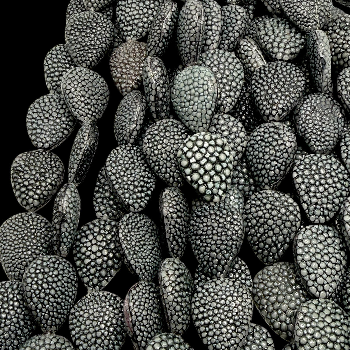 Real STINGRAY Beads - Incredible Pearl Texture Leather - Never Dyed or Color Enhanced - Small Batch Production - Teardrop 15X20mm (11 Beads)