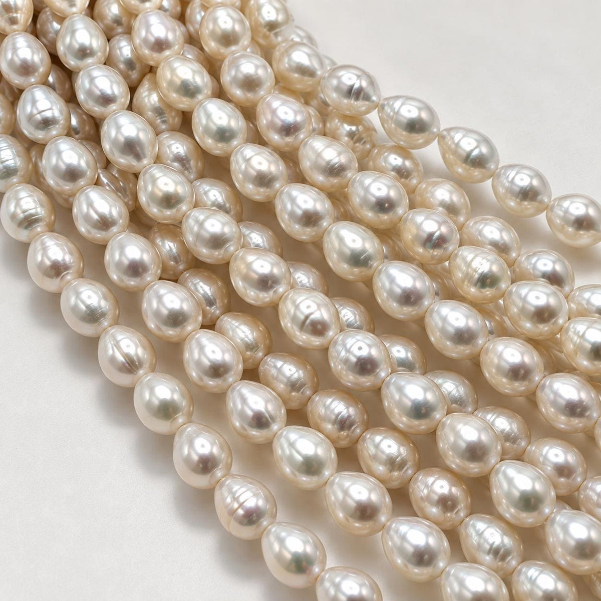 High Luster Edison Pearl Beads - Strong Nacre Natural White - Jewelry Making - Irregular Freeform Rice Baroque Shape Approx. 6mm
