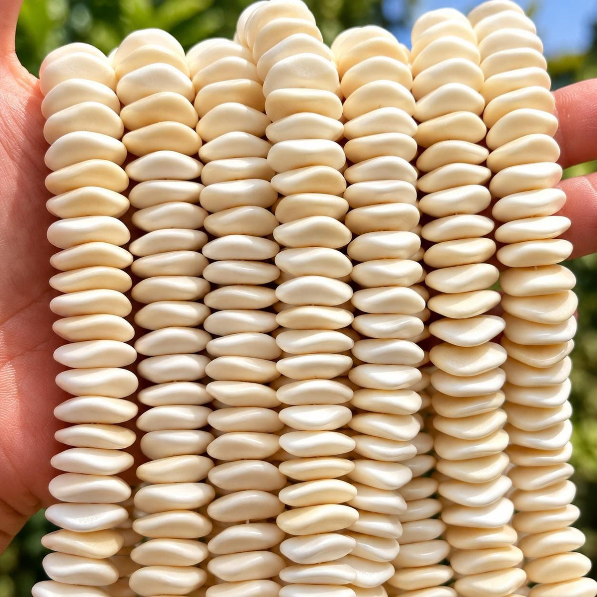Real CAMEL Bone Beads - Incredible Smooth Texture - Never Dyed or Color Enhanced - Small Batch Production - Wavy Square Heishi
