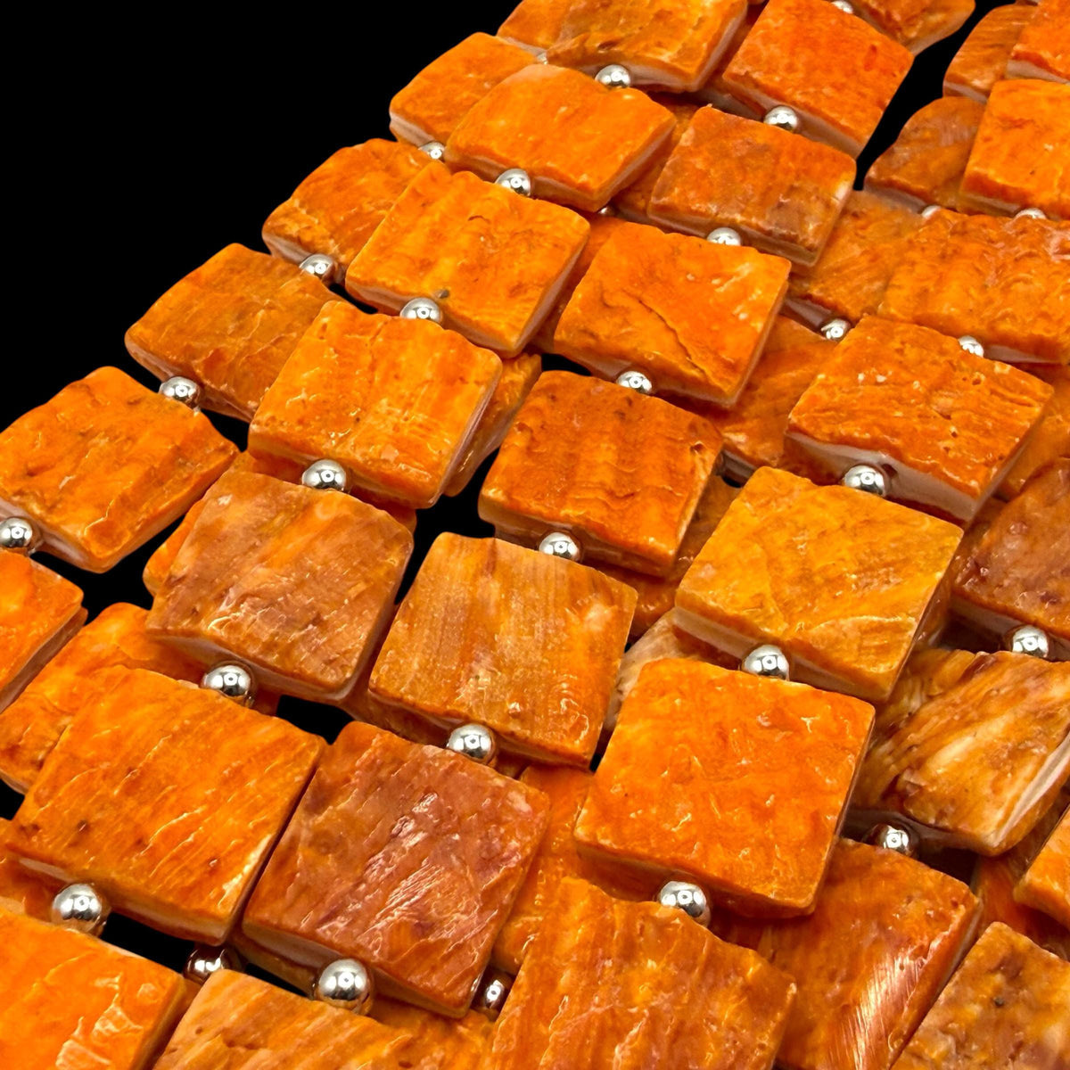 Spiny Oyster Shell Beads Mexico Origin - Natural Rough Texture - Unpolished Finish - Native American Style - Double Sided 15mm Square 22Pcs