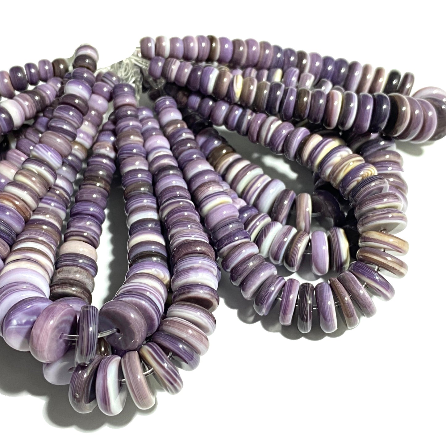 Premium-Grade Darkest-Purple Wampum Shell Beads Pendant From New York/ Rhode Island (America's First Currency From Year 1637-1673) Native American Style - Graduated Rondelle 5-10mm - 5 Inches Pendant (Tiny)