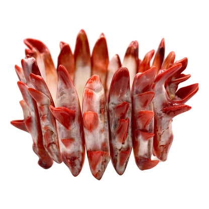 Gigantic Mexican Ruby-Red Spiny Oyster Shell Elastic Bracelet (Organic Spines- Photo Doesn't Do It Justice)