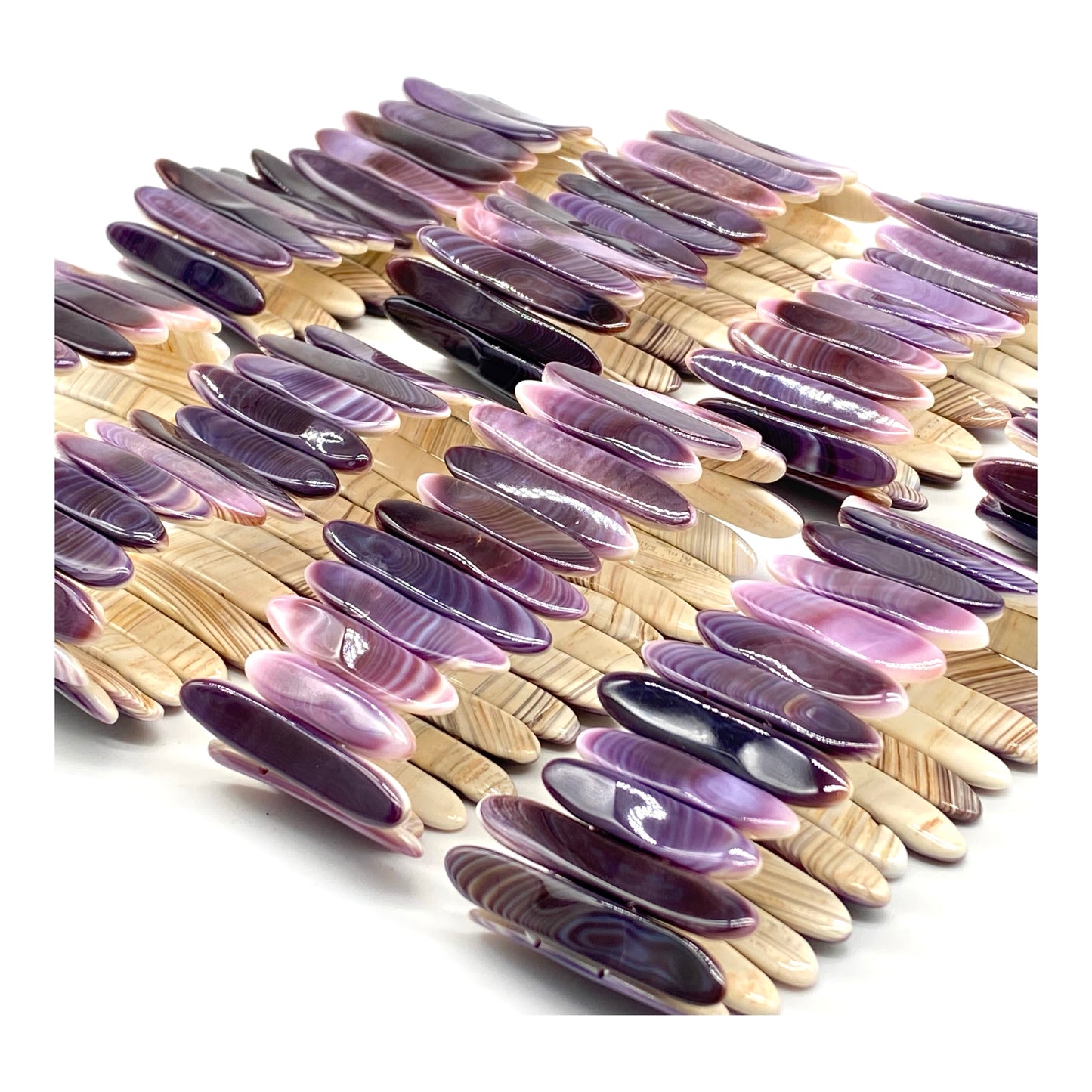 Premium-Grade Darkest-purple Wampum Shell Beads Bracelet From New York/ Rhode Island (America's First Currency From Year 1637-1673) Native American Style Double-Drilled Elastic