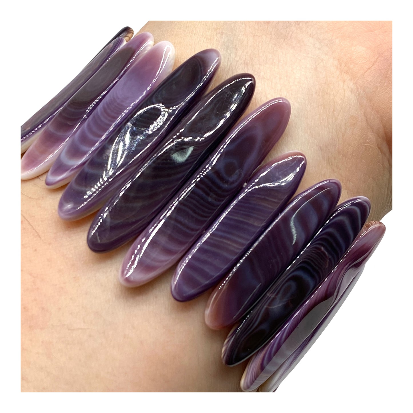 Premium-Grade Darkest-purple Wampum Shell Beads Bracelet From New York/ Rhode Island (America's First Currency From Year 1637-1673) Native American Style Double-Drilled Elastic
