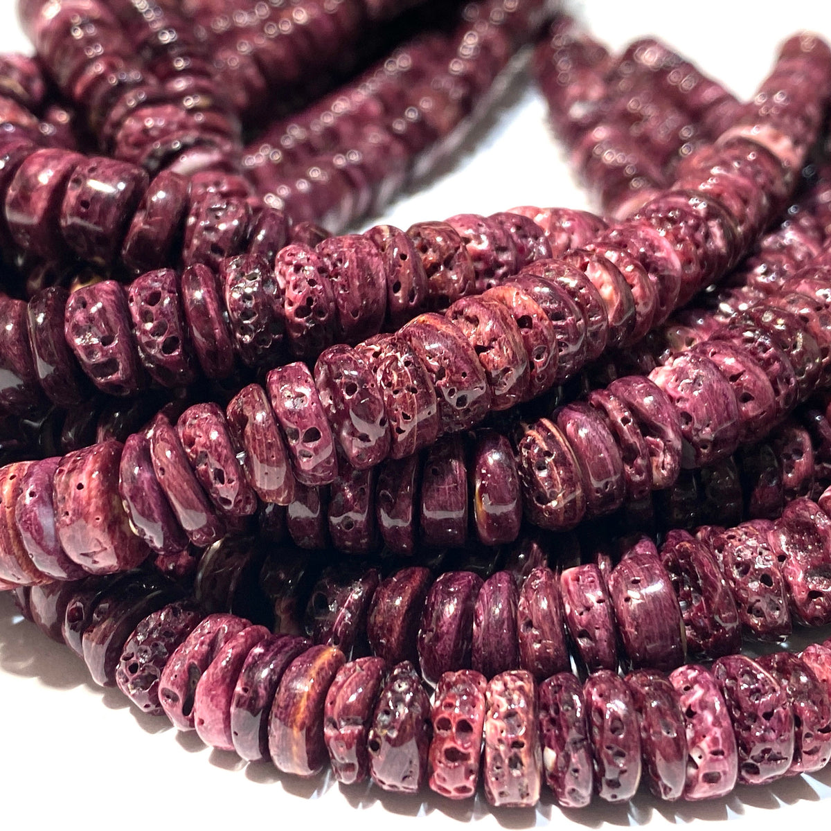Darkest-Purple Spiny Oyster Shell Beads- Gem Quality (Ethically Sourced- Small Batch Production)Ocean Formed Pinholes Over 10+ Years- Heishi