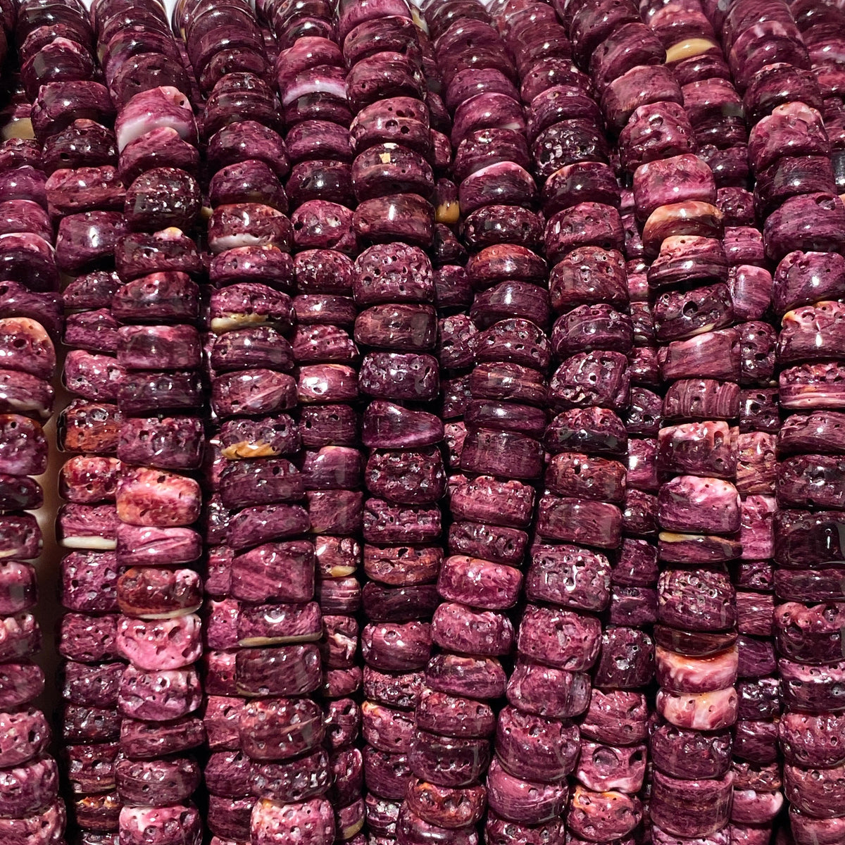 Darkest-Purple Spiny Oyster Shell Beads- Gem Quality (Ethically Sourced- Small Batch Production)Ocean Formed Pinholes Over 10+ Years- Heishi