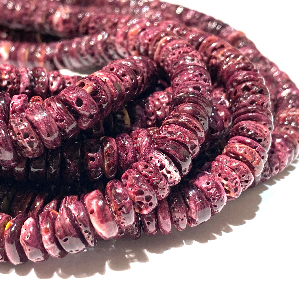 Darkest-Purple Spiny Oyster Shell Beads- Gem Quality (Ethically Sourced- Small Batch Production)Ocean Formed Pinholes Over 10+ Years- Heishi