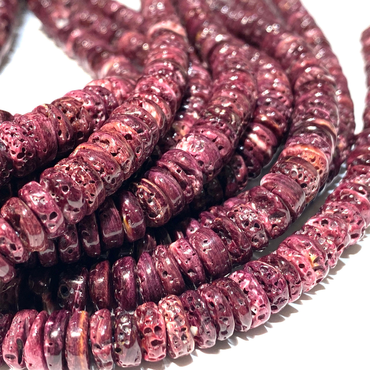 Darkest-Purple Spiny Oyster Shell Beads- Gem Quality (Ethically Sourced- Small Batch Production)Ocean Formed Pinholes Over 10+ Years- Heishi