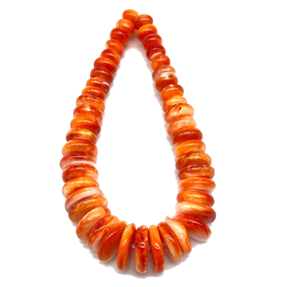 Jacla Pendant - Creamy Orange Spiny Oyster Shell Beads (Rounded-Edge Achieved Through Meticulous Process) Graduated 5-10mm Rondelle, 5-Inch