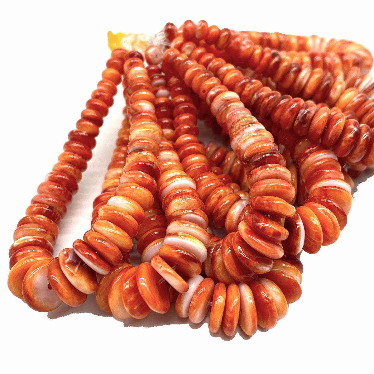 Jacla Pendant - Creamy Orange Spiny Oyster Shell Beads (Rounded-Edge Achieved Through Meticulous Process) Graduated 5-10mm Rondelle, 5-Inch
