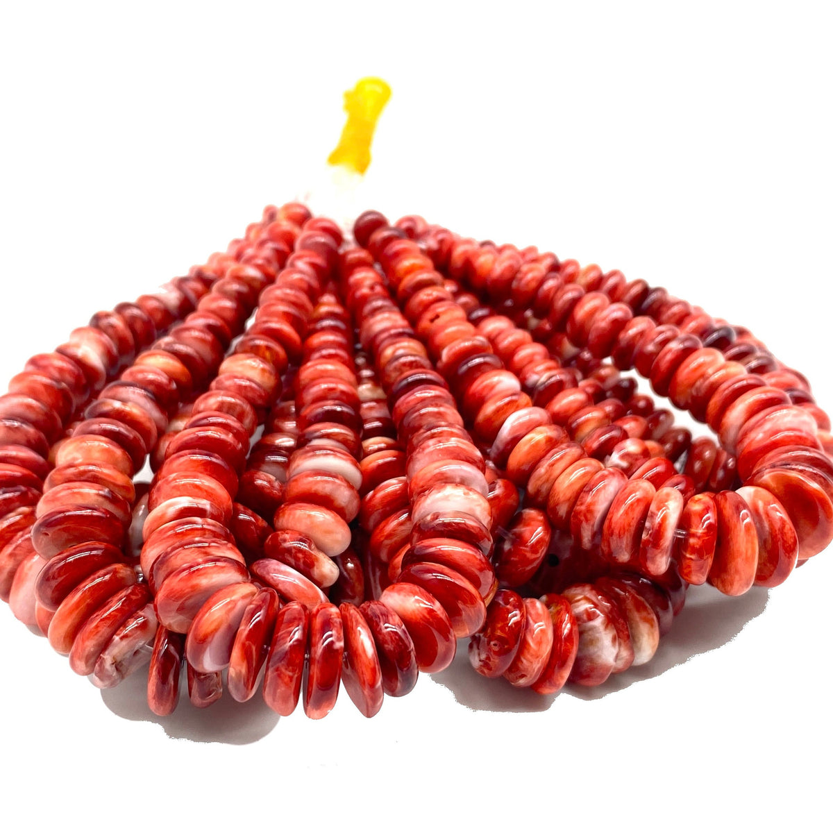 DARKEST Red Spiny Oyster Shell Beads AAA (JACLA Pendant) Small Batch Production - Rounded Edges - Graduated 5-10mm Rondelle (5 Inches)