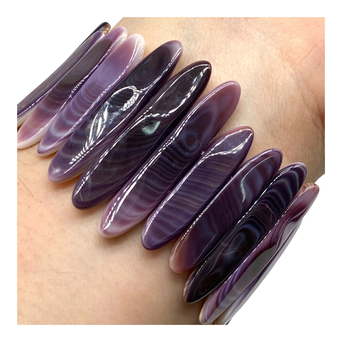 WOW Darkest Wampum Quahog Shell Beads Bracelet USA East Coast Quahog - AAA Never Dyed or Color Enhanced - Native Style - Freeform 25-40mm