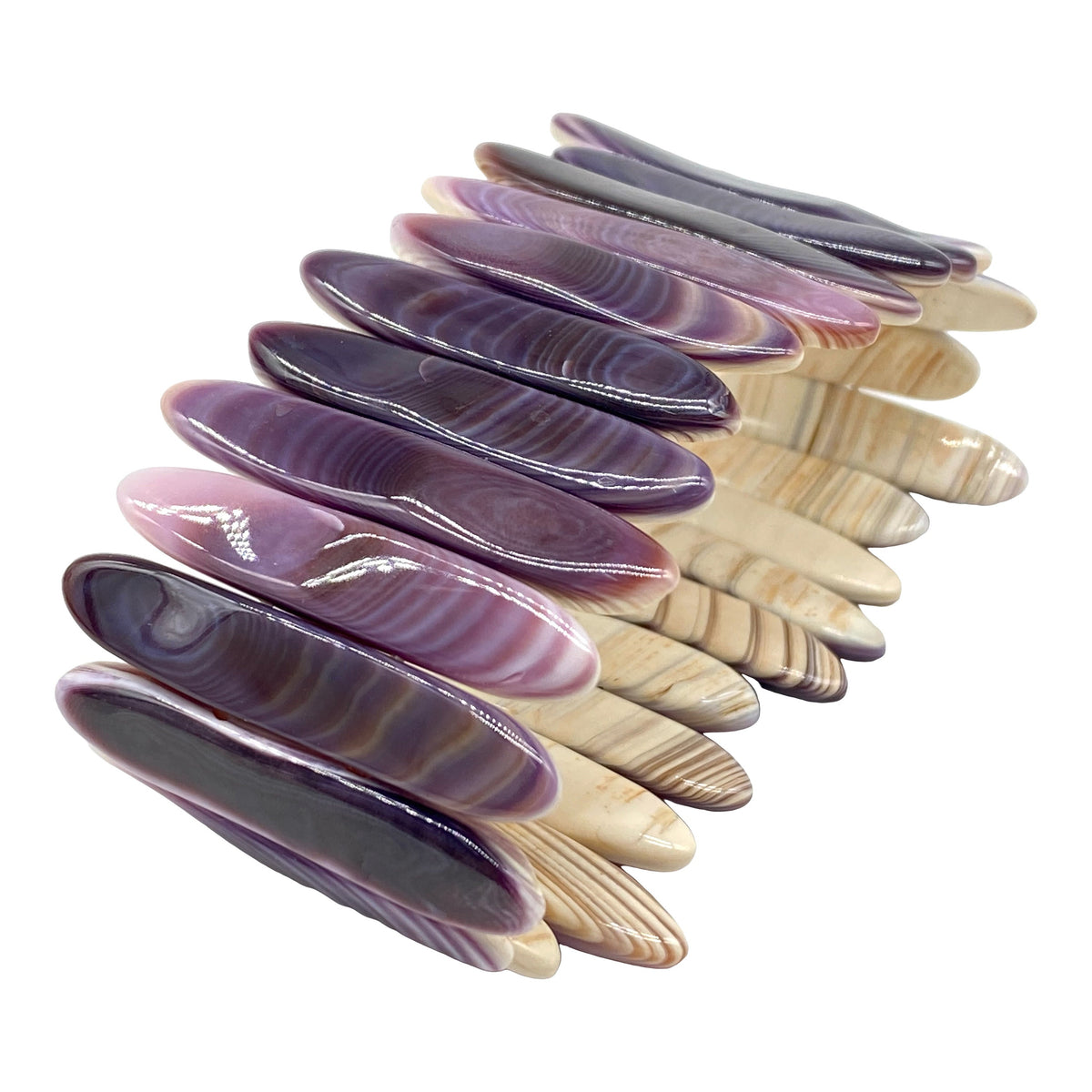 WOW Darkest Wampum Quahog Shell Beads Bracelet USA East Coast Quahog - AAA Never Dyed or Color Enhanced - Native Style - Freeform 25-40mm