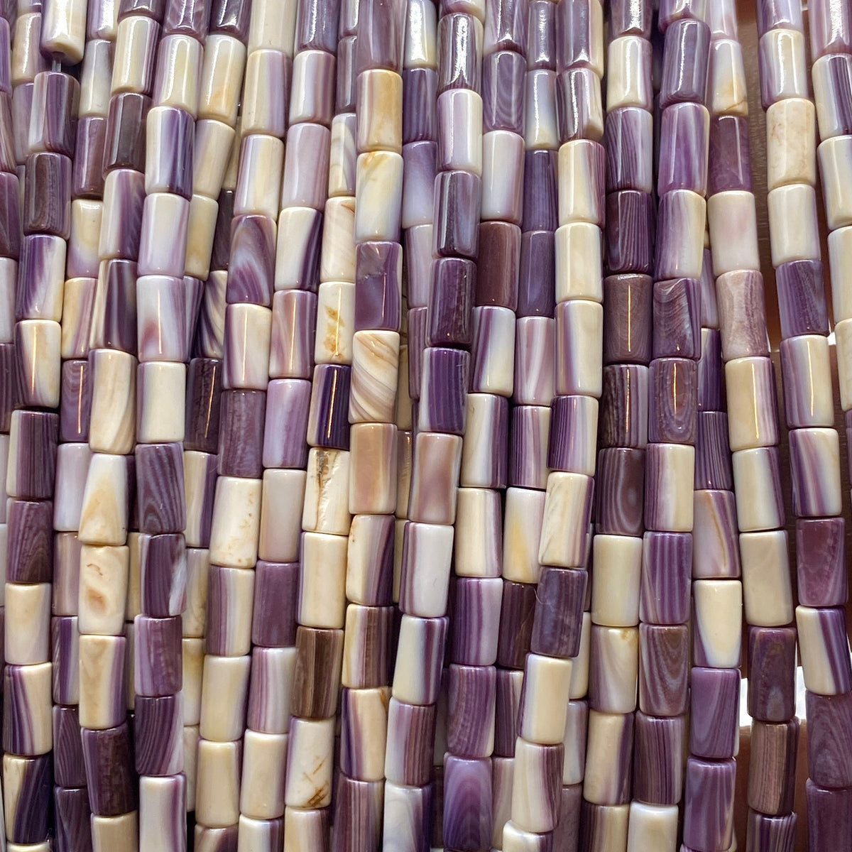 Purple & White Wampum Shell Beads USA Authentic East Coast Quahog -Never Dyed- Native American Design - Wampum Belt Design - Tube 3X5mm Tiny
