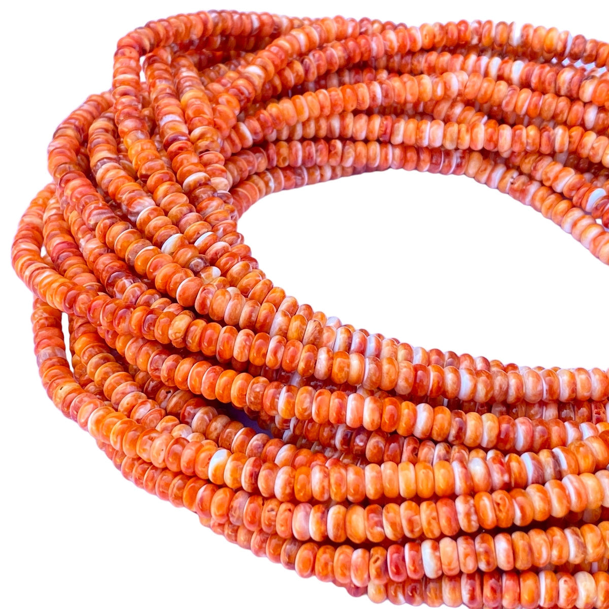 Orange Spiny Oyster Shell Beads Mexico 100% Natural Never Dyed or Color Enhanced - Rounded Edges - Jewelry Making Smooth Rondelle 6mm Tiny