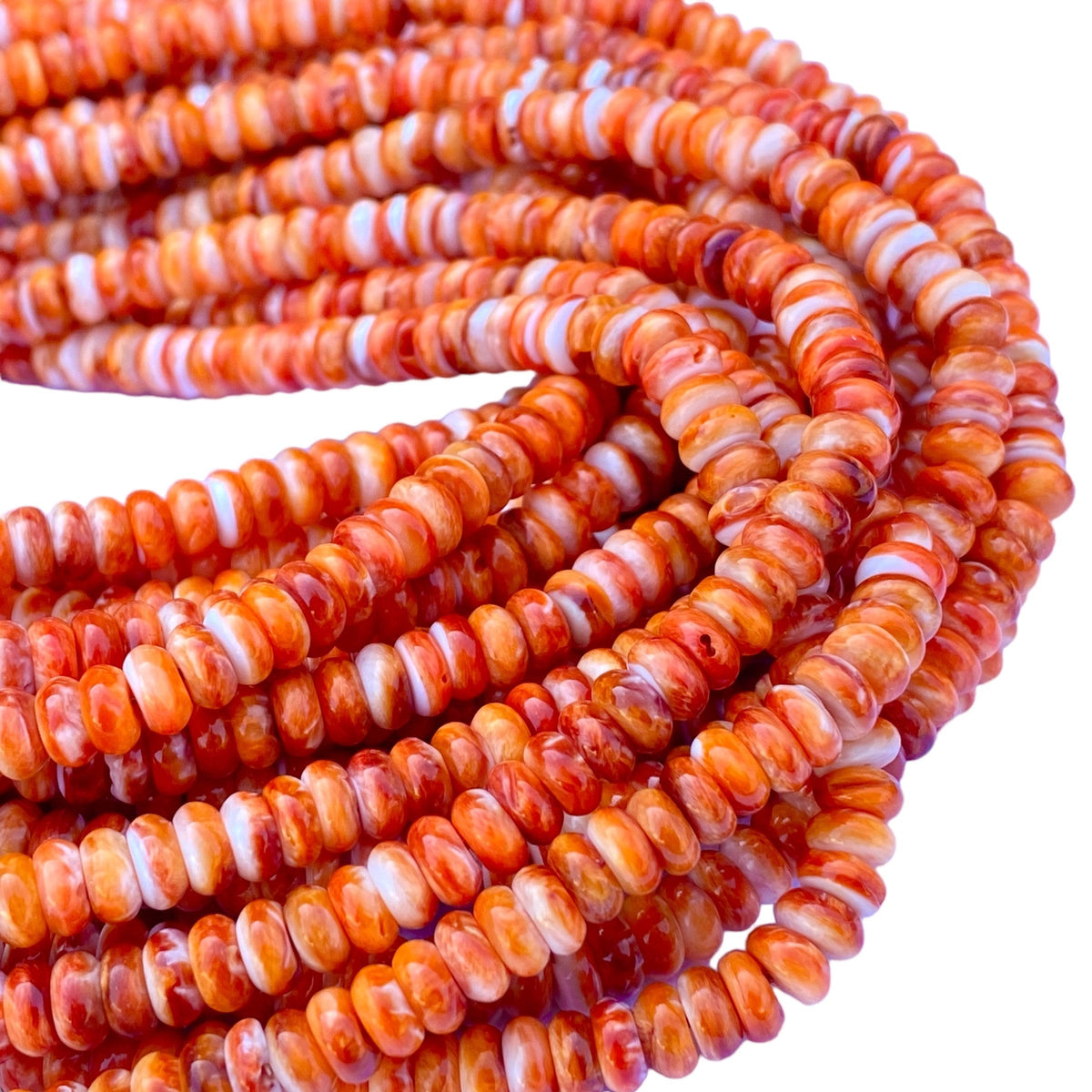 Orange Spiny Oyster Shell Beads Mexico 100% Natural Never Dyed or Color Enhanced - Rounded Edges - Jewelry Making Smooth Rondelle 6mm Tiny