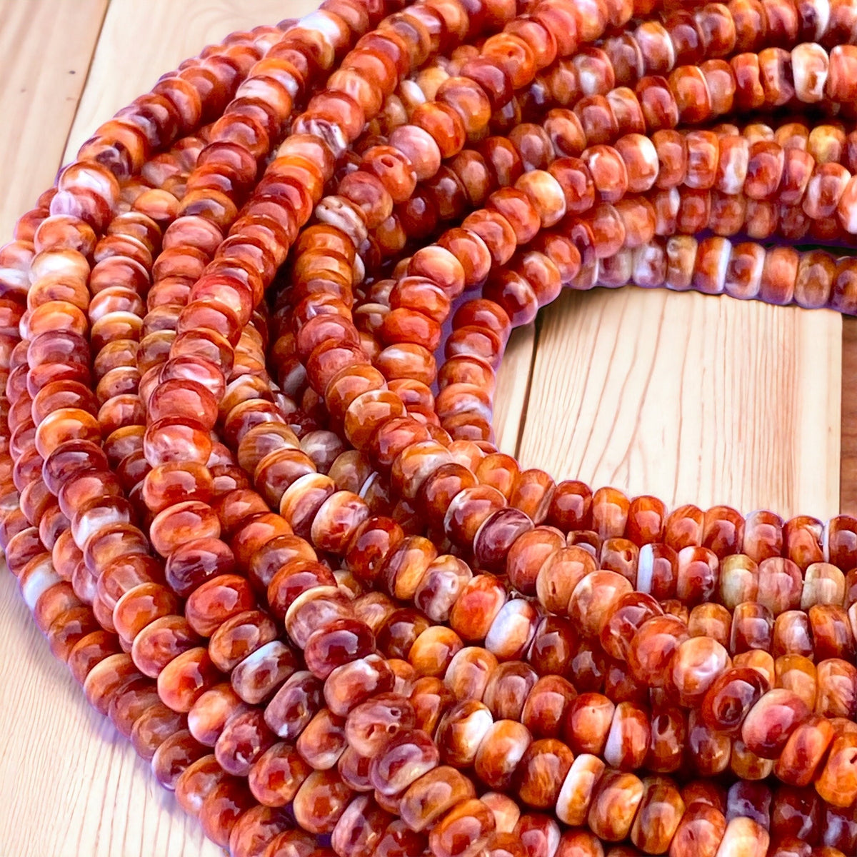 DARKEST Spiny Oyster Shell Beads Mexico- Never Dyed or Color Enhanced - Native American Style - Men’s Jewelry - Rounded Edges - Rondelle 6mm