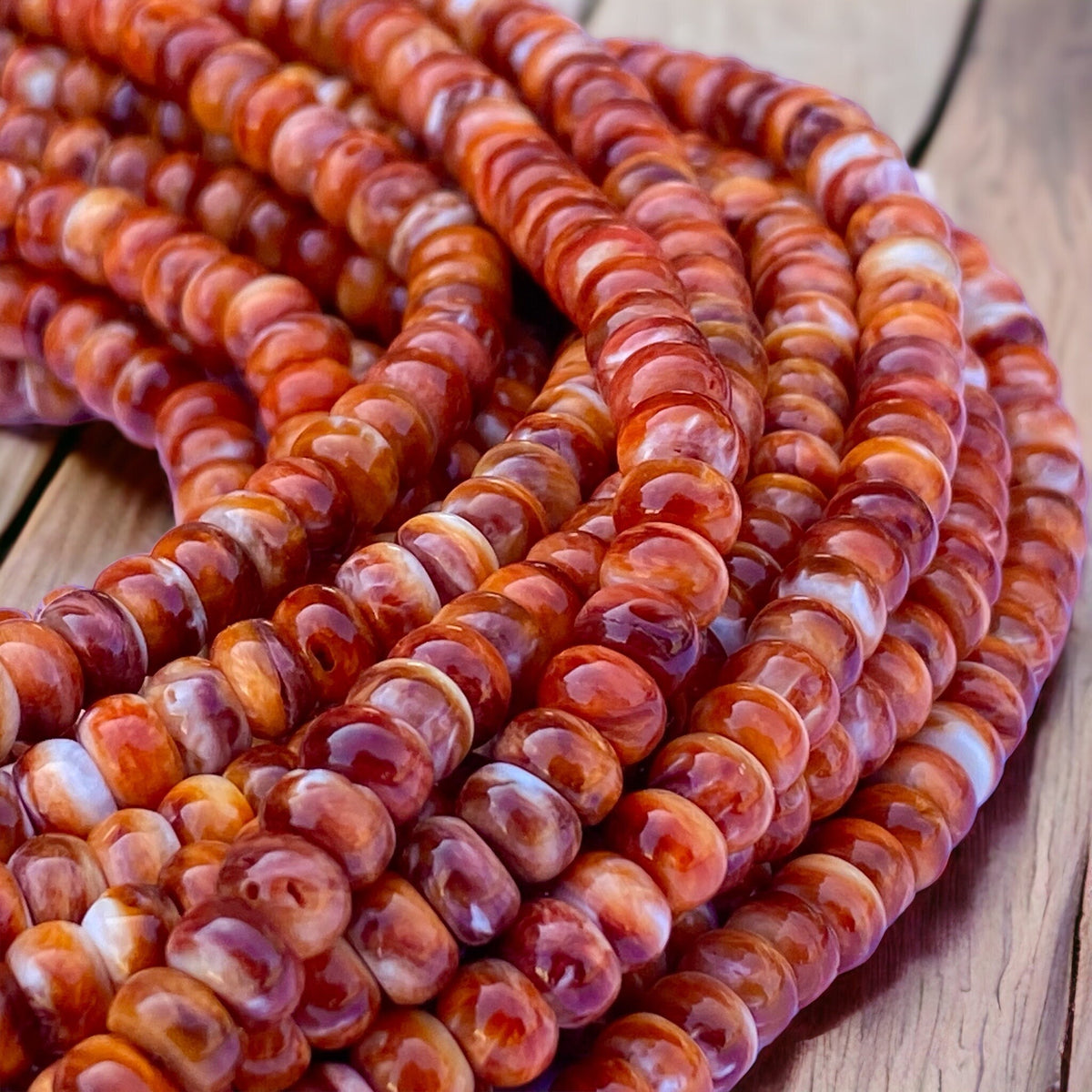 DARKEST Spiny Oyster Shell Beads Mexico- Never Dyed or Color Enhanced - Native American Style - Men’s Jewelry - Rounded Edges - Rondelle 6mm
