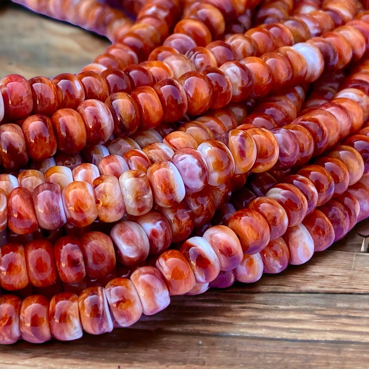 DARKEST Spiny Oyster Shell Beads Mexico- Never Dyed or Color Enhanced - Native American Style - Men’s Jewelry - Rounded Edges - Rondelle 6mm