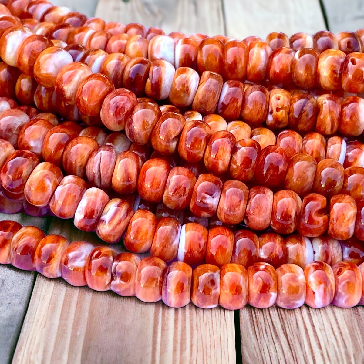 DARKEST Spiny Oyster Shell Beads Mexico- Never Dyed or Color Enhanced - Native American Style - Men’s Jewelry - Rounded Edges - Rondelle 6mm