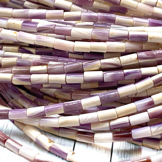 White Wampum Shell Beads Lavender Tone USA East Coast Quahog - Native American Style - Ideal  For Wampum Belt Design - Tube 3X5mm Tiny