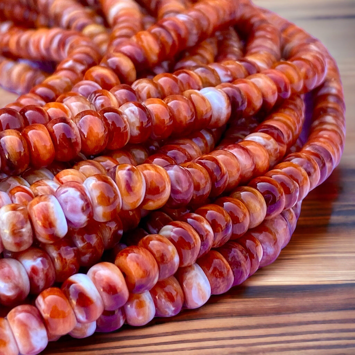 DARKEST Spiny Oyster Shell Beads Mexico- Never Dyed or Color Enhanced - Native American Style - Men’s Jewelry - Rounded Edges - Rondelle 6mm