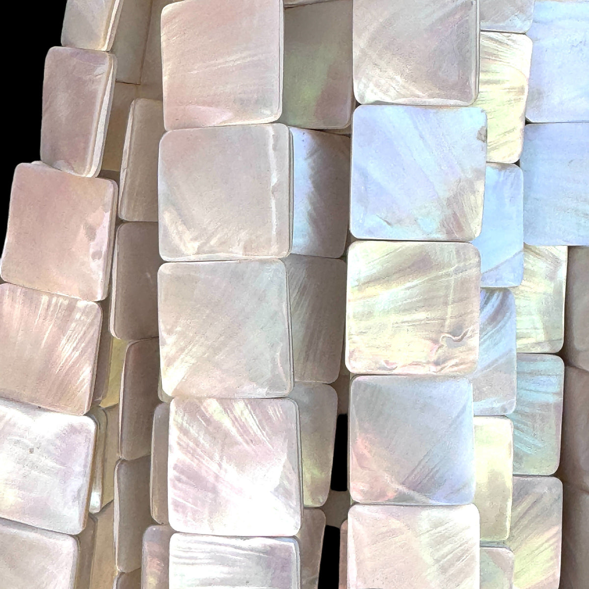 Real Mermaid Nautilus Shell Beads AAA - Thick Nacre & Iridescent Flash - Not Dyed or Color Enhanced - Double Sided Center Drilled Square