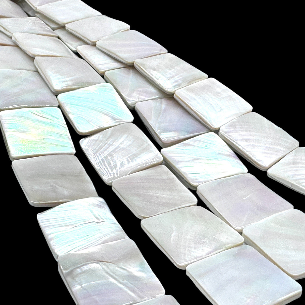 Real Mermaid Nautilus Shell Beads AAA - Thick Nacre & Iridescent Flash - Not Dyed or Color Enhanced - Double Sided Center Drilled Square