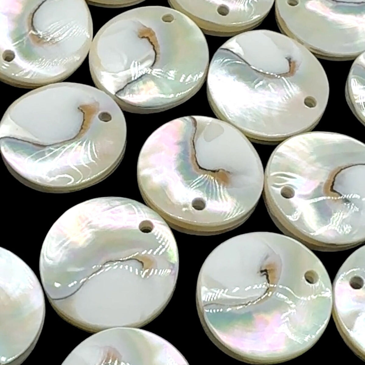 Authentic Mermaid Nautilus Shell Beads - Harmony Line (Thicker Nacre & Iridescent Flash) Mirror Finish - Coin Pendant (Matching Pair-2 Pcs)