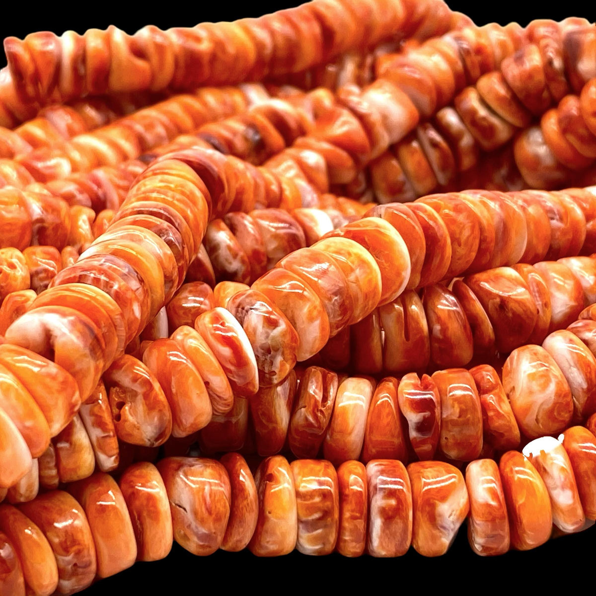 Orange Spiny Oyster Shell Beads Mexico - 100% Natural - Never Dyed or Color Enhanced - Native American Style - Organic Thickness Heishi