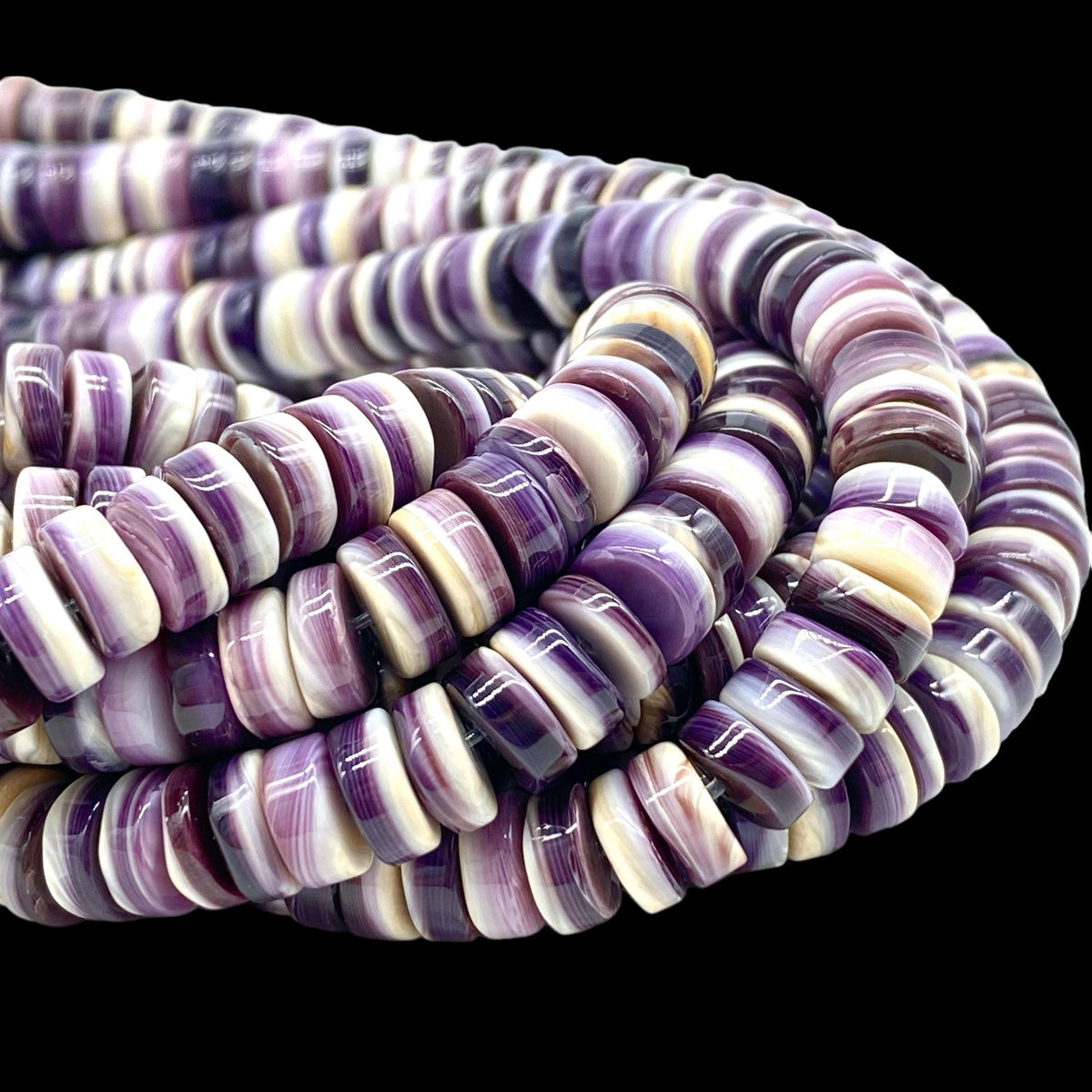 DARKEST Wampum Shell Beads USA East Coast Quahog AAA - Never Dyed - Small Batch Production - Native American Style - Smooth Edges - Heishi