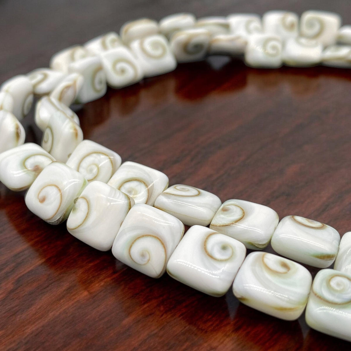 2in1 DOUBLET Shiva Eye Shell Beads From Indo-Pacific AAA (Extra Smooth - Matching Matrix) 100% Natural Never Dyed or Color Enhanced - Square