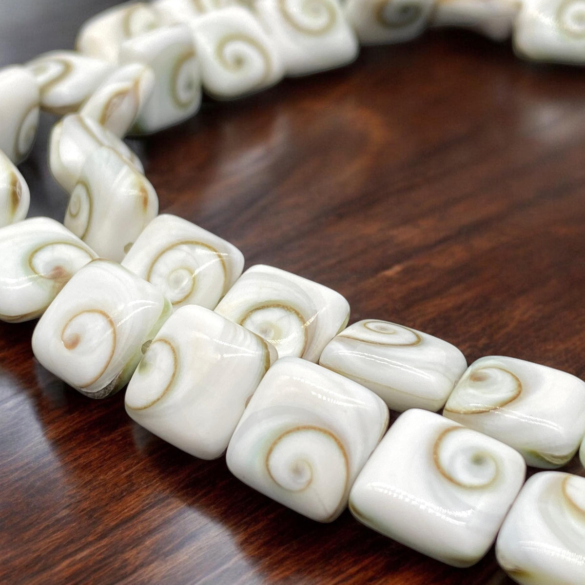 2in1 DOUBLET Shiva Eye Shell Beads From Indo-Pacific AAA (Extra Smooth - Matching Matrix) 100% Natural Never Dyed or Color Enhanced - Square