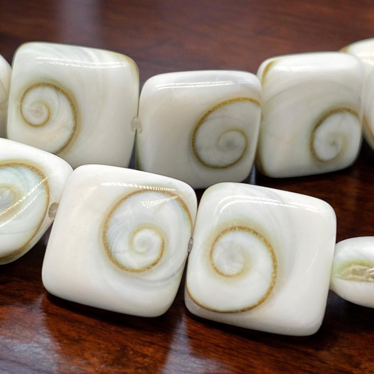 2in1 DOUBLET Shiva Eye Shell Beads From Indo-Pacific AAA (Extra Smooth - Matching Matrix) 100% Natural Never Dyed or Color Enhanced - Square
