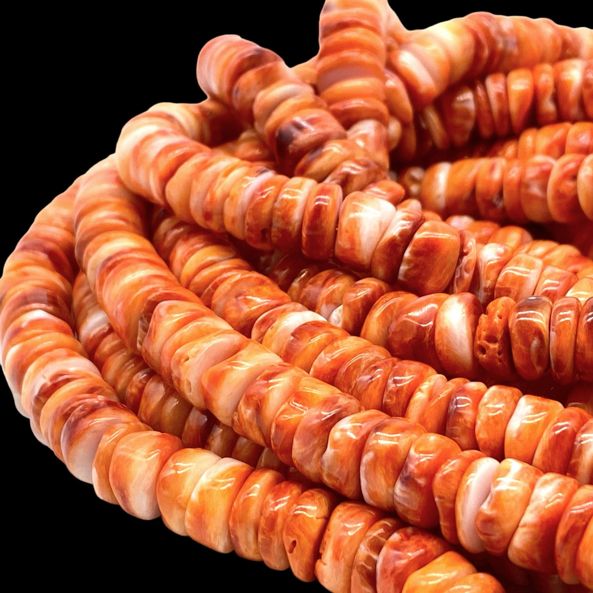 Orange Spiny Oyster Shell Beads Mexico - 100% Natural - Never Dyed or Color Enhanced - Native American Style - Organic Thickness Heishi