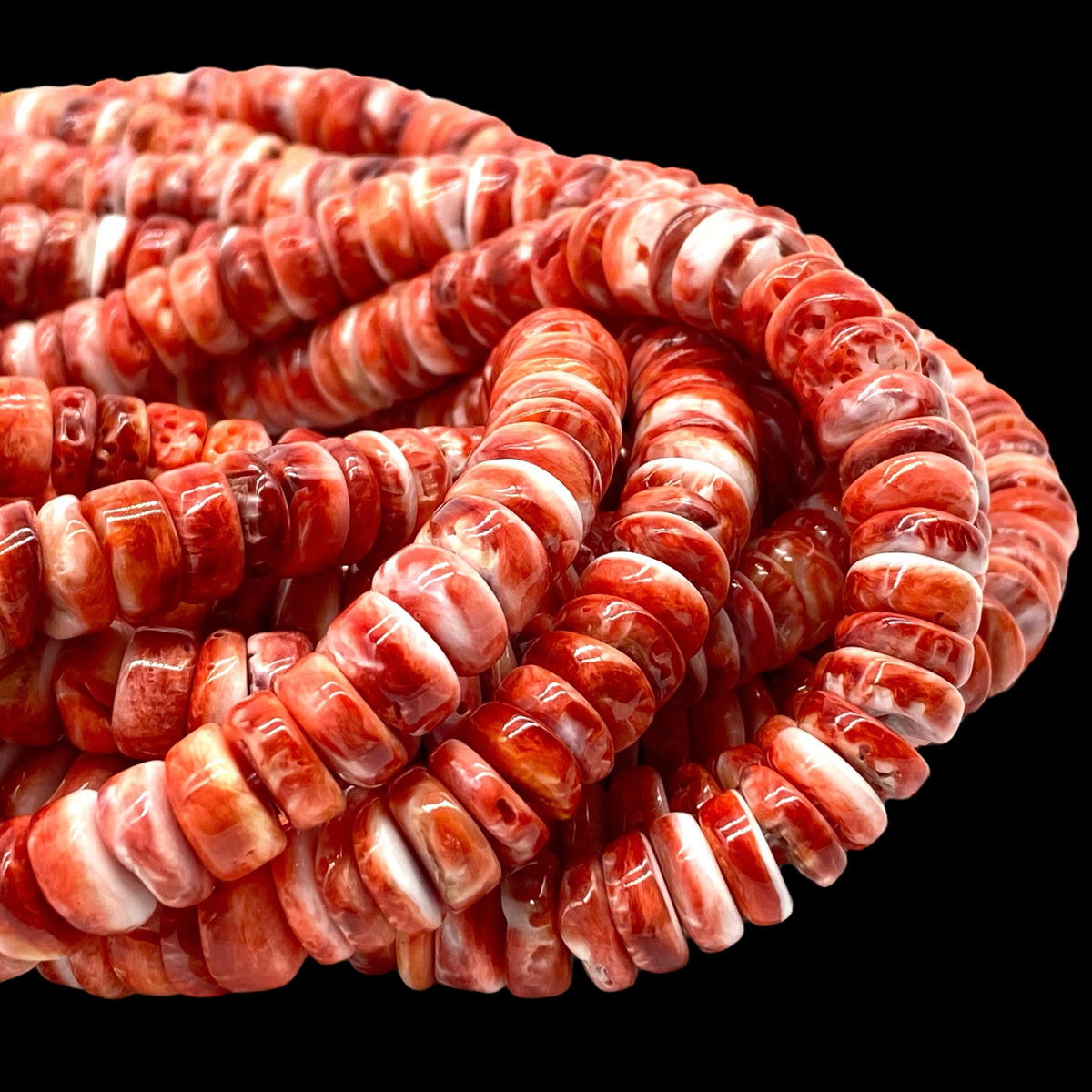 Red Spiny Oyster Shell Beads Mexico - Ethically Sourced - Small Batch Production - Men's Jewelry Making Supply - Organic Thickness Heishi