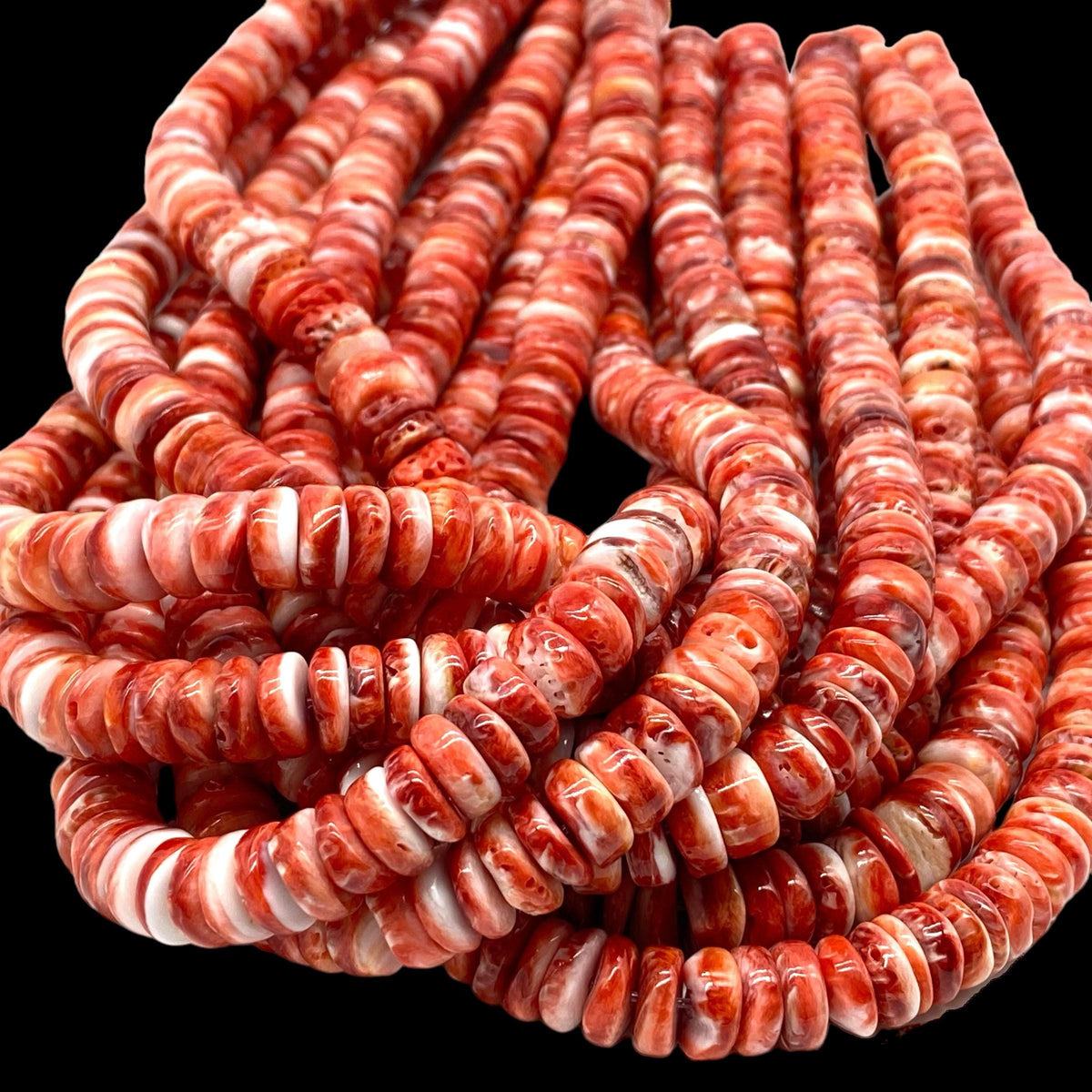 Red Spiny Oyster Shell Beads Mexico - Ethically Sourced - Small Batch Production - Men's Jewelry Making Supply - Organic Thickness Heishi