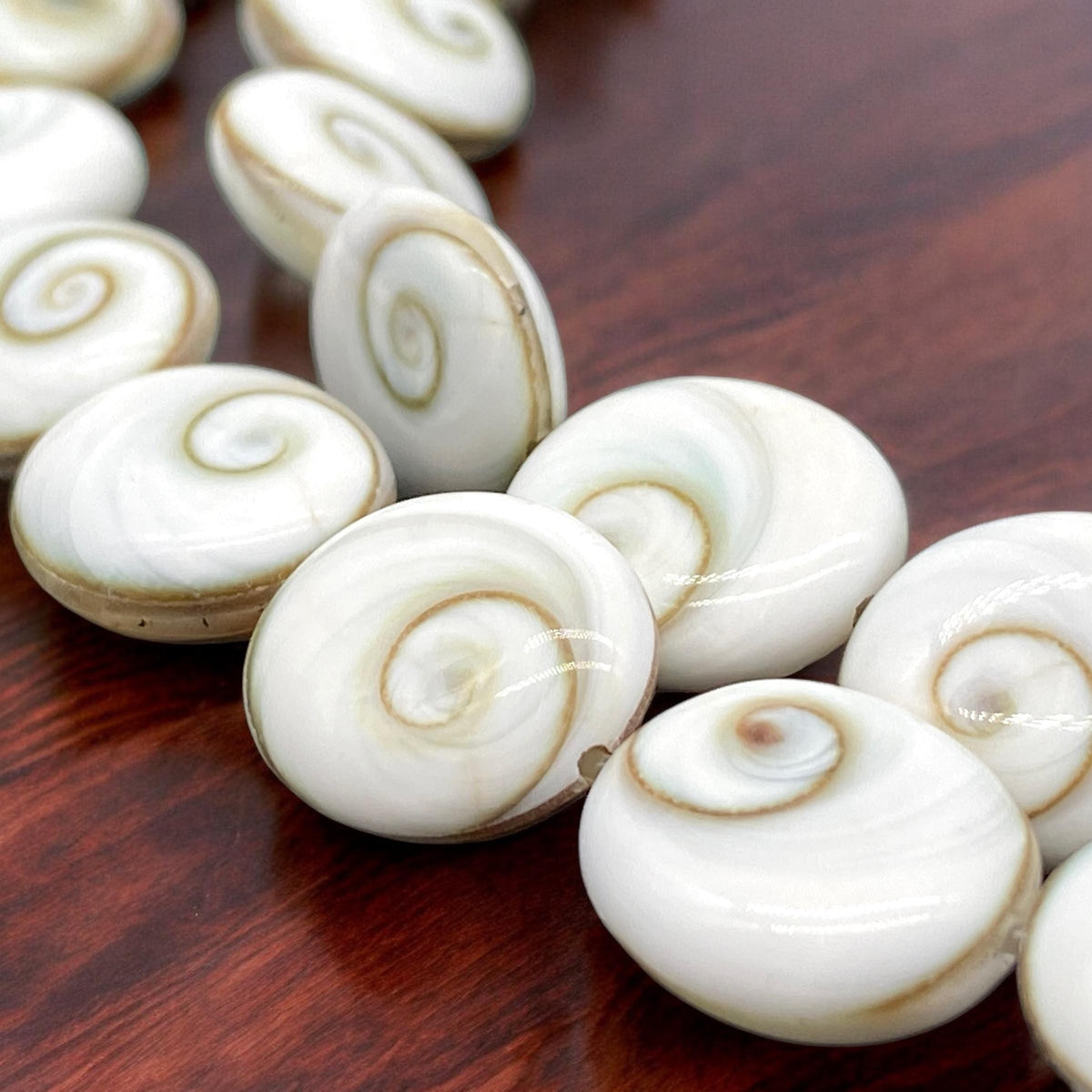 2in1 DOUBLET Shiva Eye Shell Beads From Indo-Pacific AAA (Extra Smooth - Matching Matrix) 100% Natural Never Dyed or Color Enhanced - Oval
