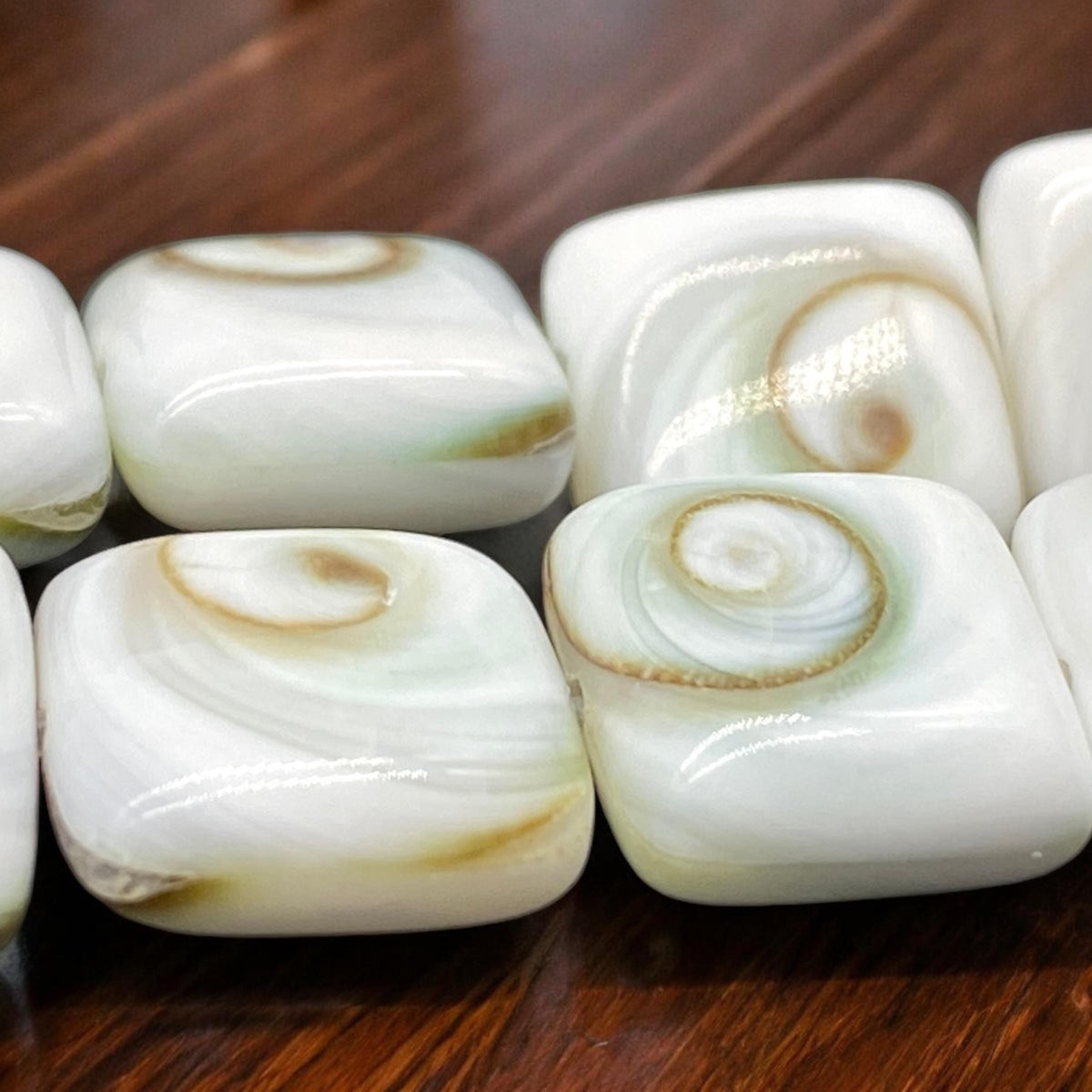2in1 DOUBLET Shiva Eye Shell Beads From Indo-Pacific AAA (Extra Smooth - Matching Matrix) 100% Natural Never Dyed or Color Enhanced - Square