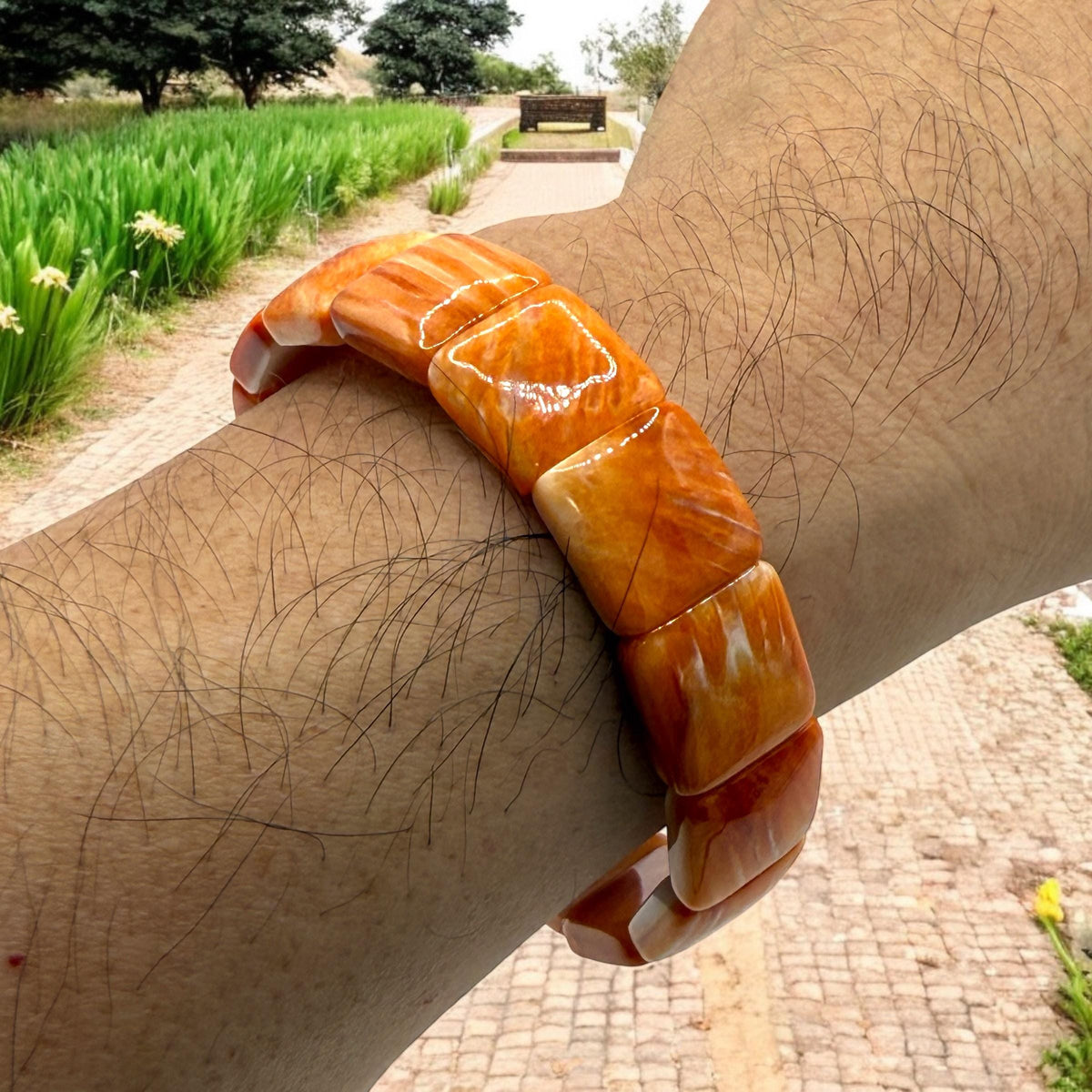 WOW Spiny Oyster Shell Beads Bracelet - Never Dyed or Color Enhanced - Small Batch Production - Native American Style - Smooth Square