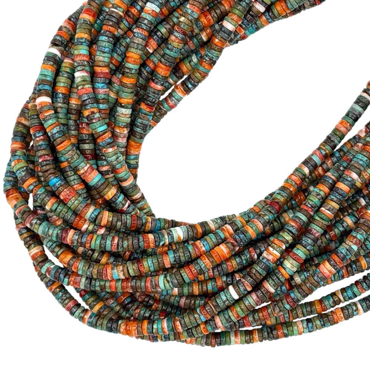 Bi-Color Spiny Oyster Shell & Turquoise Mixed Beads (Native American Style - Perfect Size For Men's Jewelry) 6mm Heishi Tiny