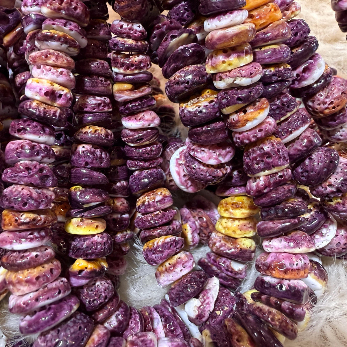 XL GRADUATED Purple Spiny Oyster Shell Beads Mexico - Never Dyed or Color Enhanced - Small Batch Production - Ocean Formed Pinholes - 8-20mm
