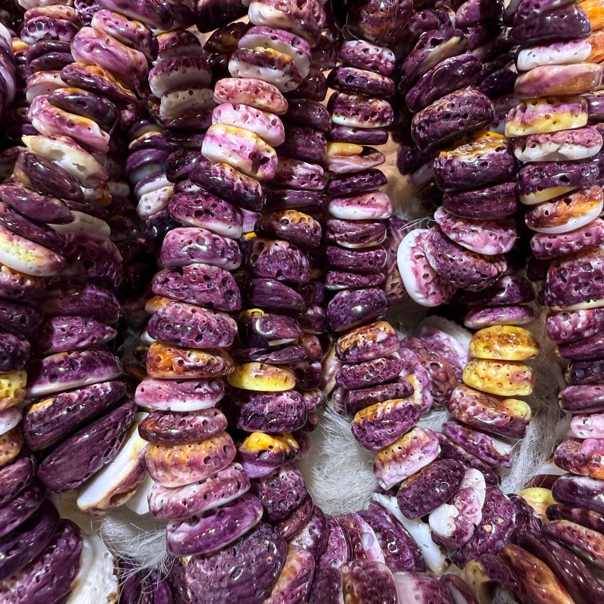 XL GRADUATED Purple Spiny Oyster Shell Beads Mexico - Never Dyed or Color Enhanced - Small Batch Production - Ocean Formed Pinholes - 8-20mm