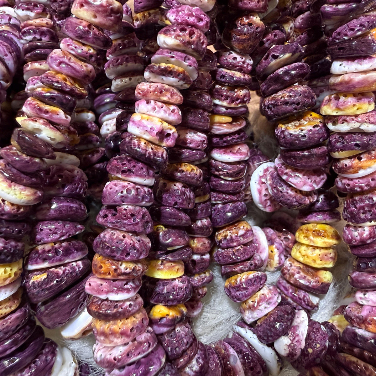 XL GRADUATED Purple Spiny Oyster Shell Beads Mexico - Never Dyed or Color Enhanced - Small Batch Production - Ocean Formed Pinholes - 8-20mm